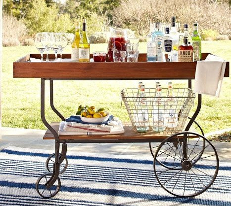 bar cart, porch, patio, summer style