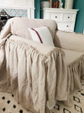 Ruffled Sofa Slipcover - Linen
