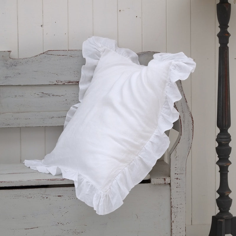 Ruffled Euro Sham Cover - Linen