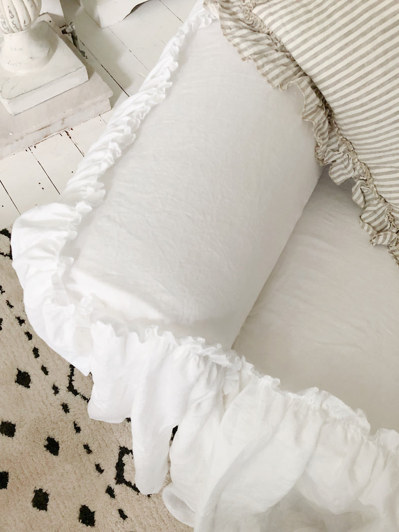 Ruffled Sofa Slipcover - Linen