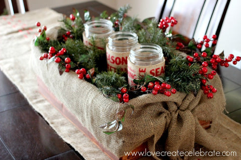 burlap christmas decor, burlap, farmhouse christmas, farmhouse style, burlap decor