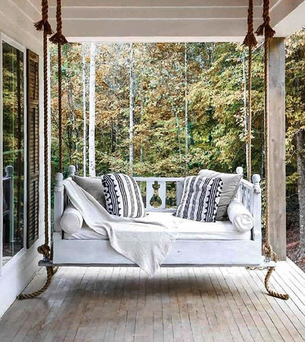 porch swing, hanging seat, porch and patio, summer style, outdoor decor